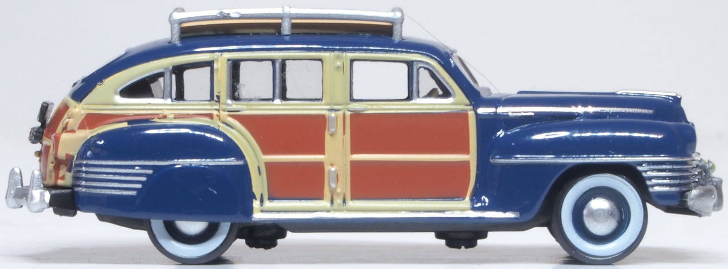 Oxford Diecast 87CB42002 1:87 Blue Chrysler T & C Woody Wagon 1942 Diecast Model