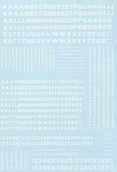 Microscale 90051 HO White Block Gothic Alphabets & Numbers Decal Sheet