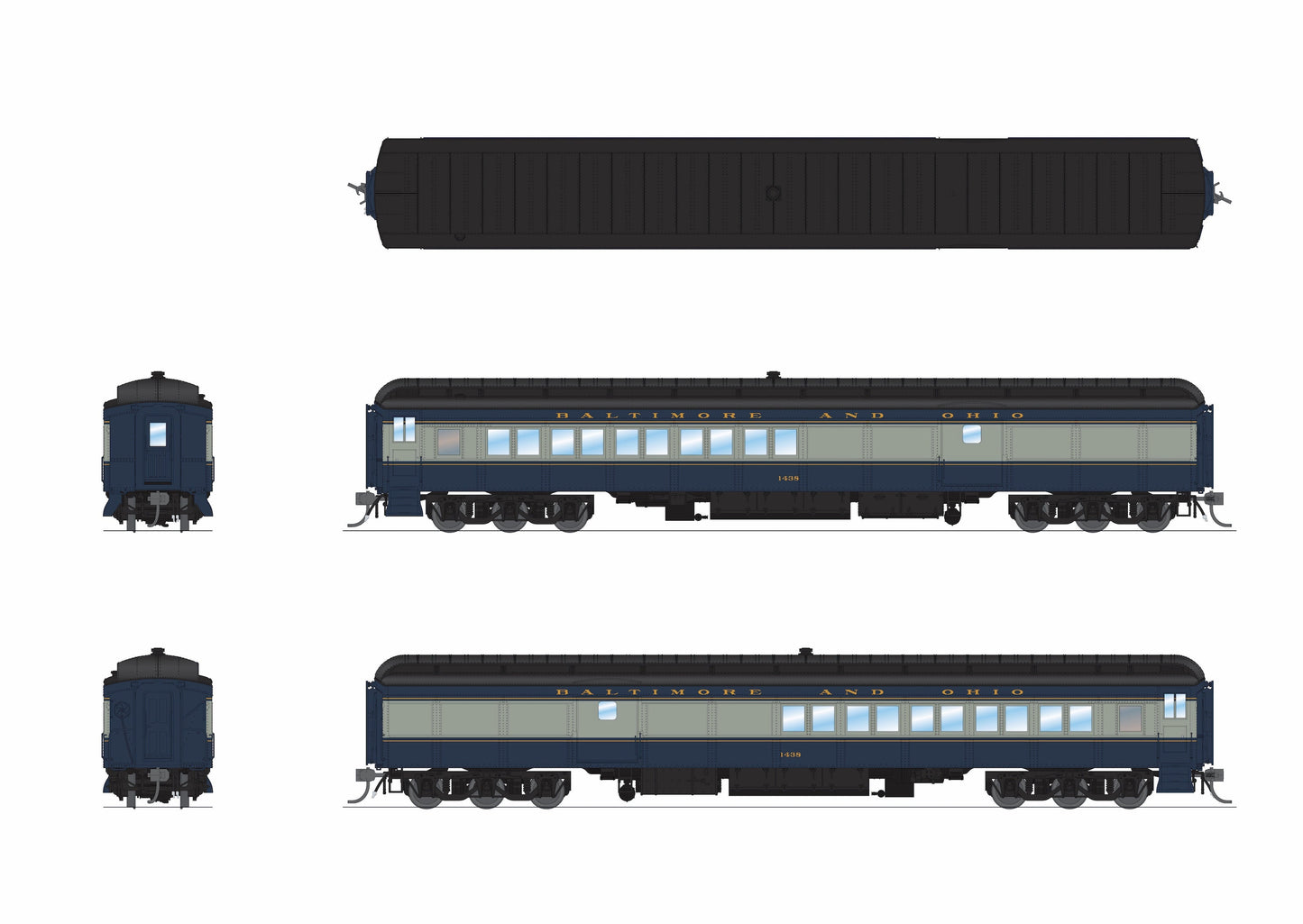 Broadway Limited 9741 HO Baltimore & Ohio Blue & Gray Baggage-Combine Car #1438