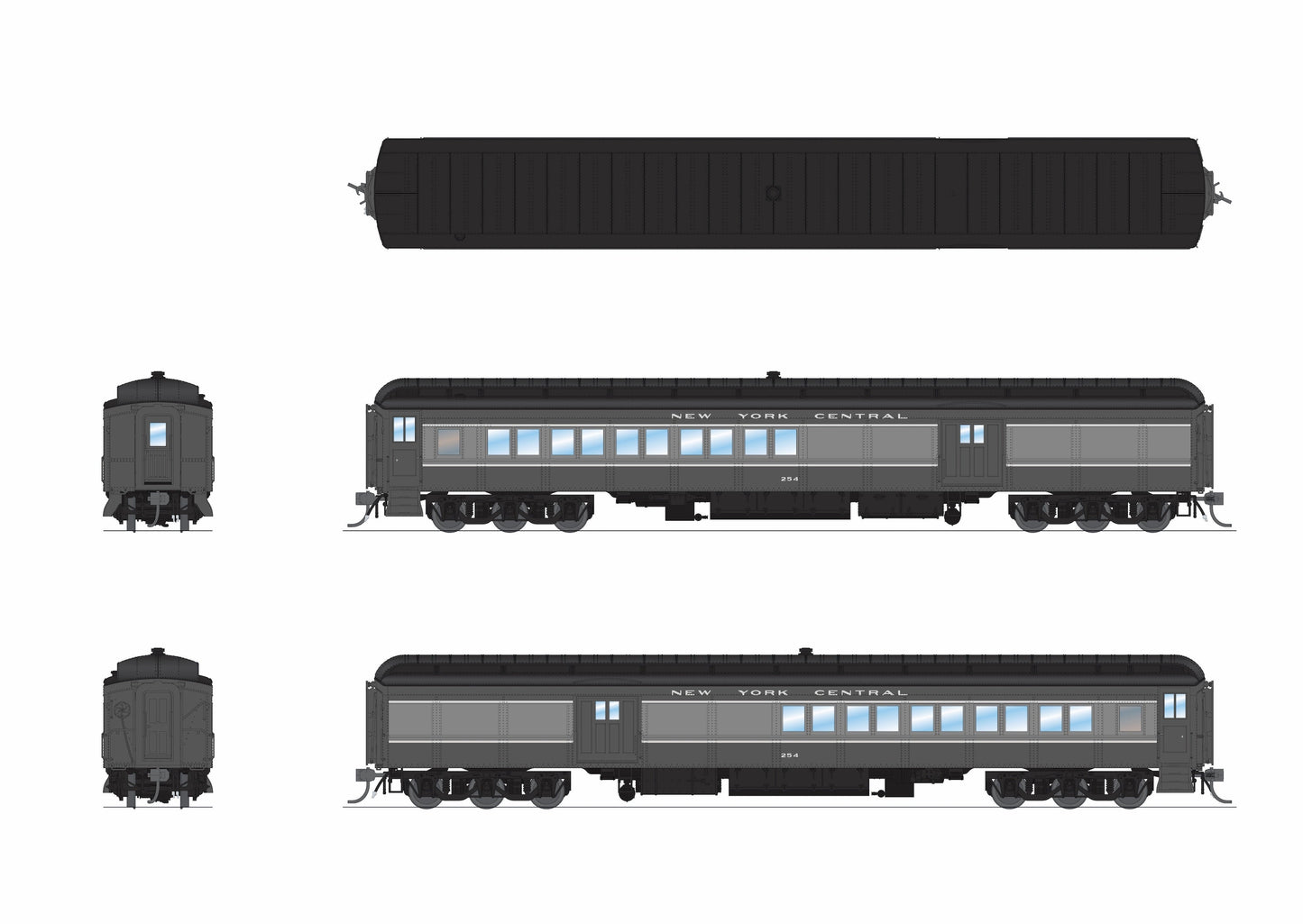 Broadway Limited 9743 HO New York Central Two-tone Gray Baggage-Combine Car #254
