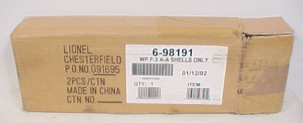 Lionel 6-98191 Western Pacific F3 AA Diesel Locomotive Shells NIB
