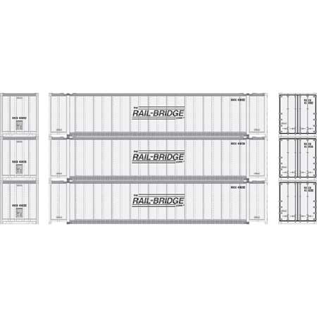 Athearn 17299 N Rail Bridge 48' Container #2 (Pack of 3)