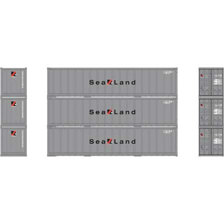 Athearn 17712 N Sealand 40' Smooth Side Container (Pack of 3)