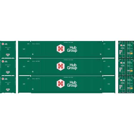 Athearn 17737 N HUB Group 53' CIMC Container (Pack of 3)