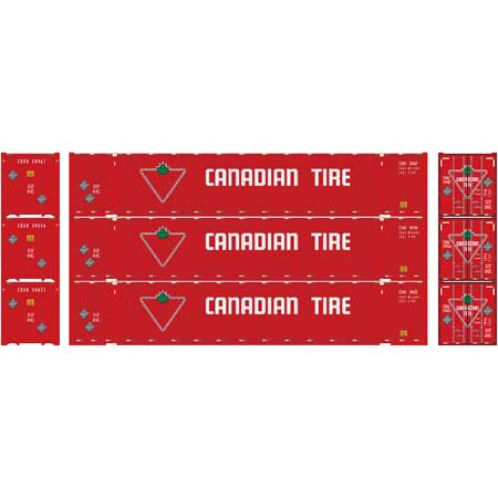 Athearn 17921 HO Canadian Tire 53' Jindo RTR Container (Set of 3)