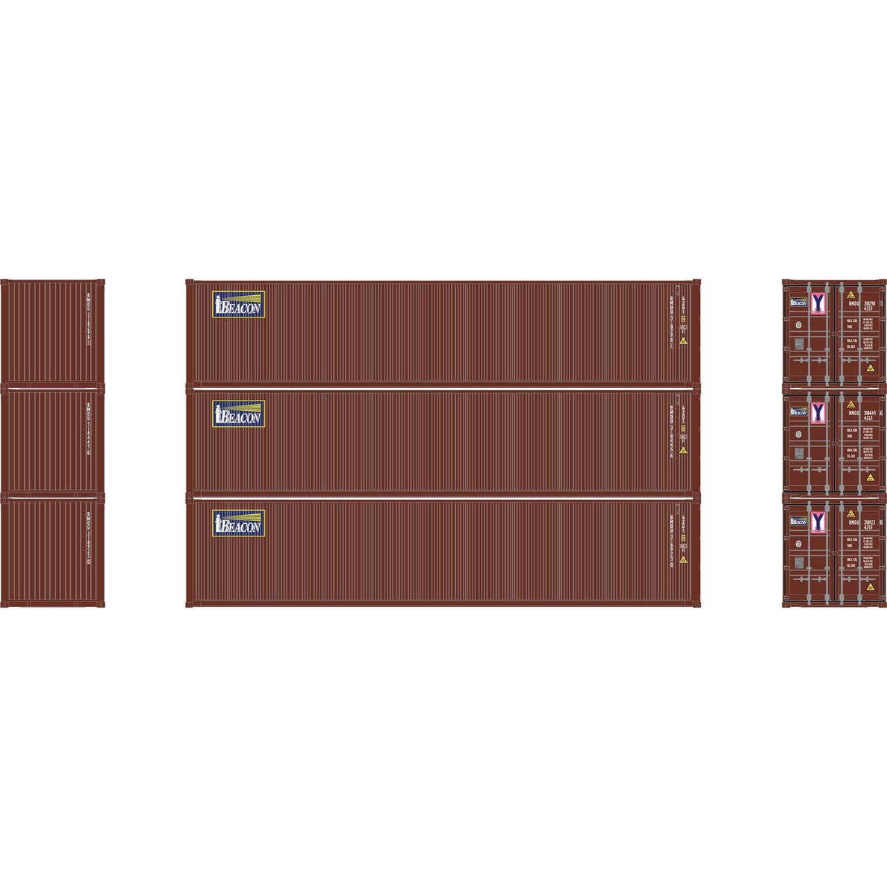 Athearn 27059 HO Beacon 40' Corrugated Low-Cube Container #1 (Pack of 3)