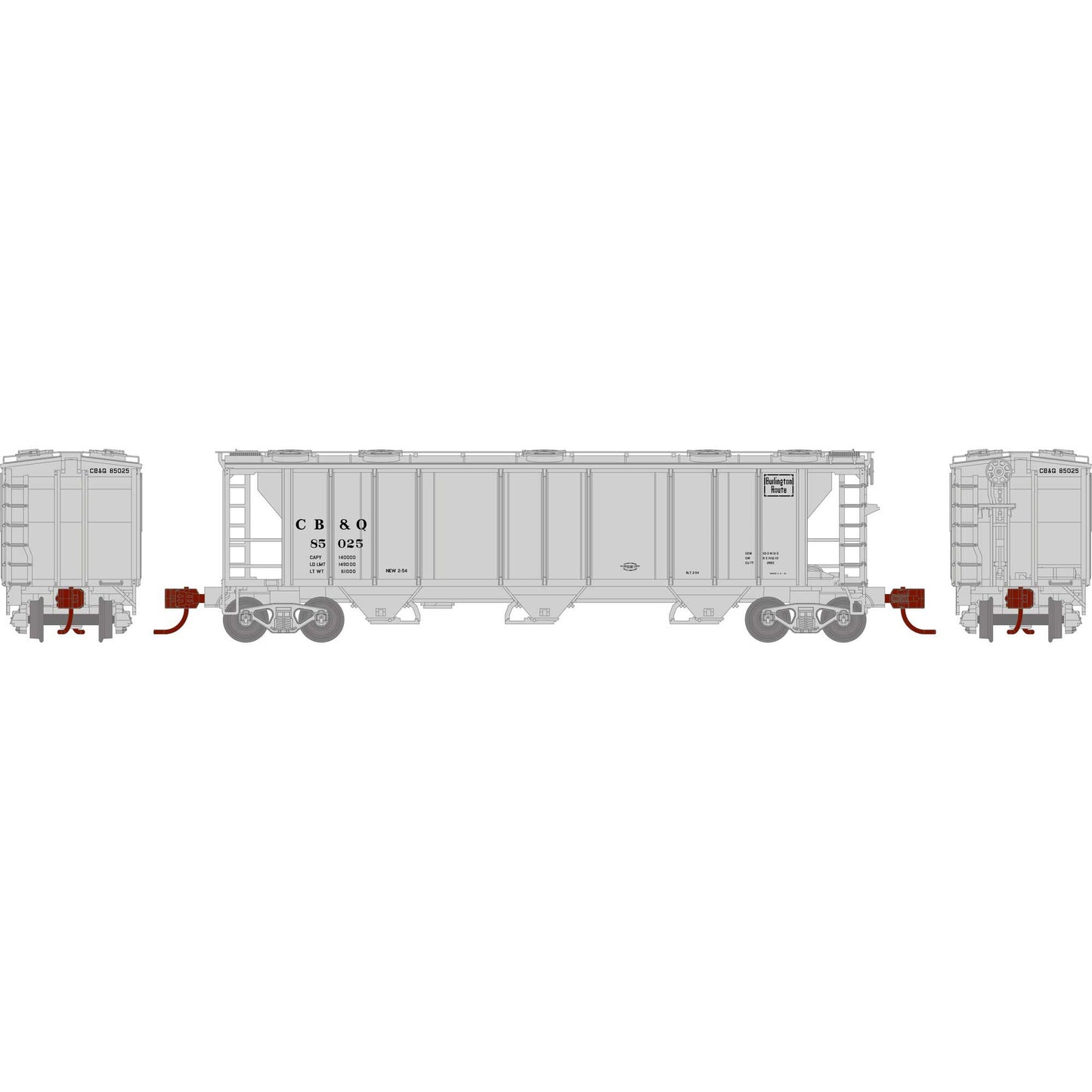 Athearn 28351 N CB&Q PS-2 2893 3-Bay Covered Hopper #85025
