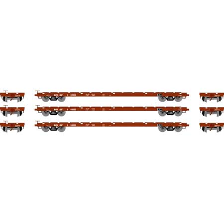 Athearn 97083 HO Burlington Northern Santa Fe 60' Flat Car RTR (Set of 3)