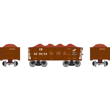 Athearn 97951 HO Conrail 26' Ore Car Low Side with Load RTR #500003