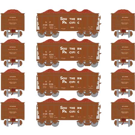 Athearn 97970 HO Southern Pacific High Side RTR 26' Ore Car w/Load #3 (Set of 4)