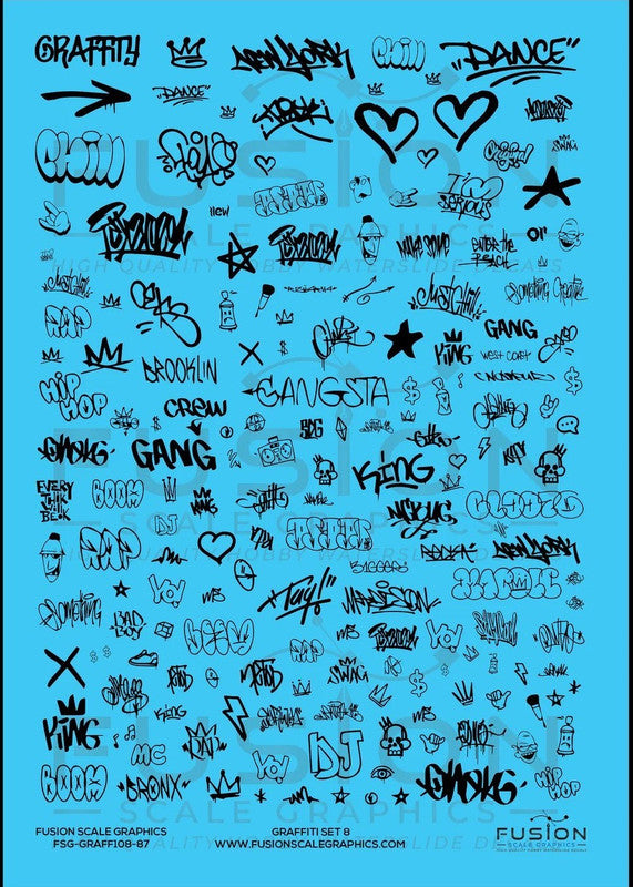 Fusion Scale Graphics 100391 HO Graffiti Decal Set #8