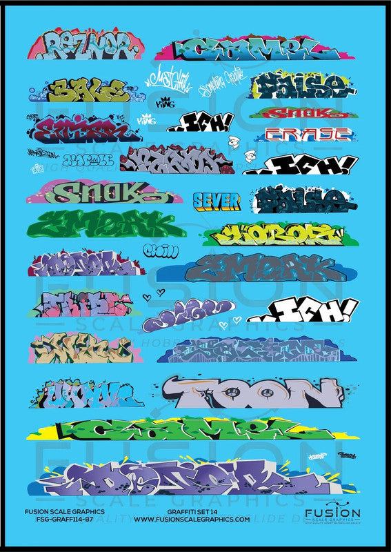Fusion Scale Graphics 100218 HO Graffiti Decal Set #14