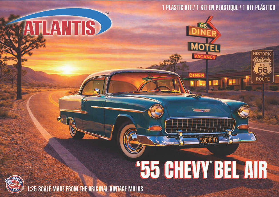 Atlantis Models H1391 1:25 US Route 66 - 1956 Chevrolet V-8 Plastic Model Kit