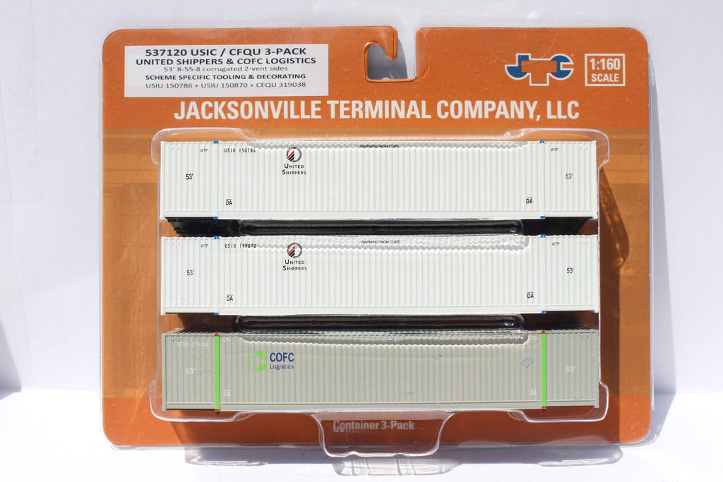 JTC Model Trains 537120 N Scale United Shippers/COFC 53' Container (Set of 3)