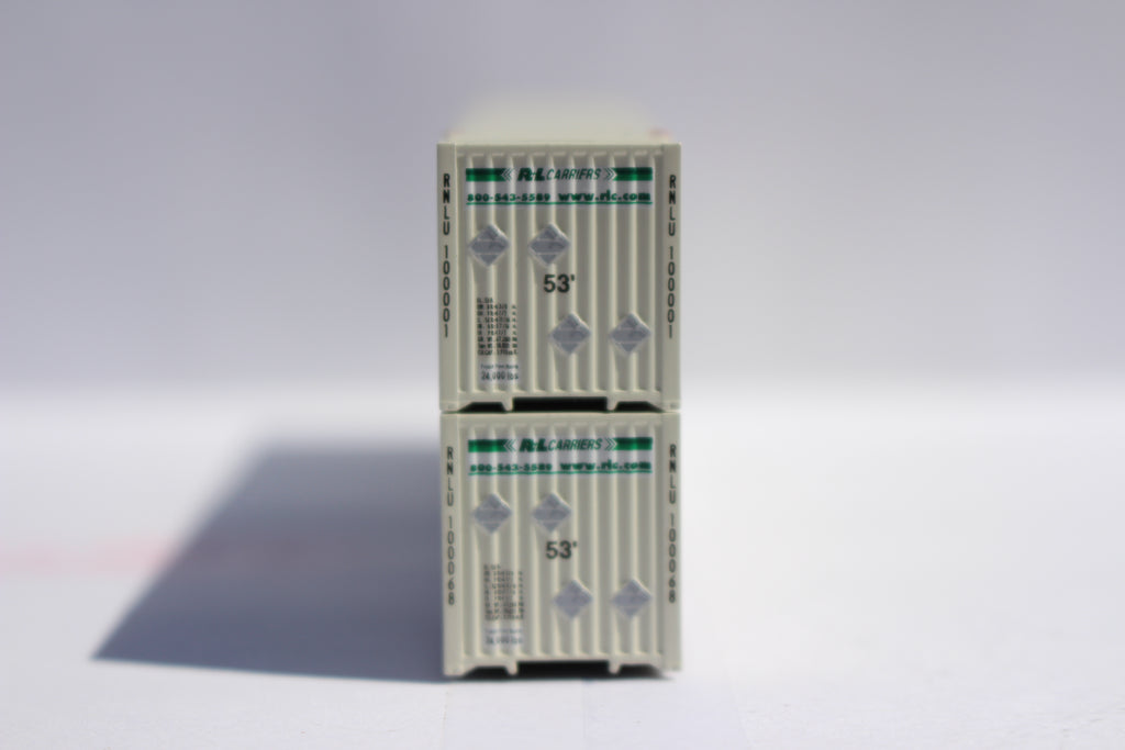 JTC Model Trains 537062 N R+L Carriers 53' High Cube 8-55-8 Containers Set #1