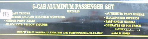 Weaver New York Central 5-Car Aluminum Passenger Set (3Rail) LN/Box