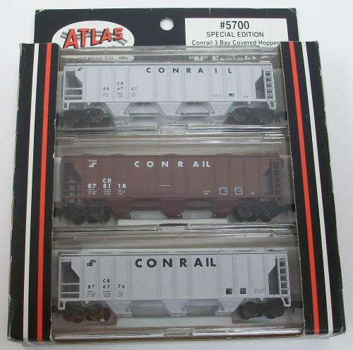 Atlas 5700 N Scale Conrail 3-Bay Covered Hoppers (3)