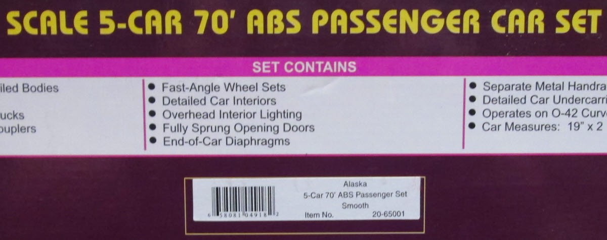 MTH 20-65001 O Alaska Railroad 70' Streamlined Passenger Car Set (Set of 5) LN/Box