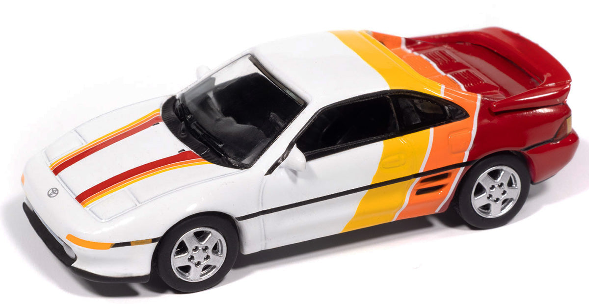 Johnny Lightning JLSP440-CASE 1:64 White Yellow Orange & Red 1991 Toyota MR2