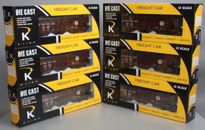 K-Line K626-1893A O Gauge Pennsylvania Die-Cast 4-Bay Hopper 6-Pack (3-Rail) NIB