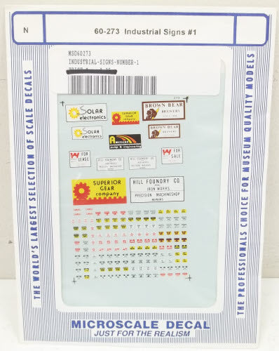 Microscale 60-273 N Scale Industrial Sign #1 Decal Sheet