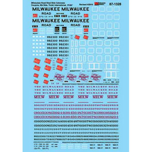 Microscale 87-1328 HO 1950-1980 Milwaukee Steel Caboose Decal Sheet