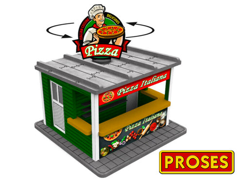 Bachmann AA39121 O Scale Pizza Stand with Light & Rotating Sign Laser Cut Kit