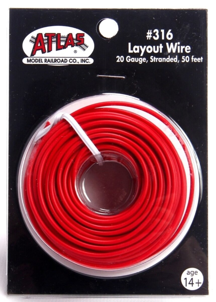 Atlas 0316 Red 50' Standard 20 Gauge Layout Wire