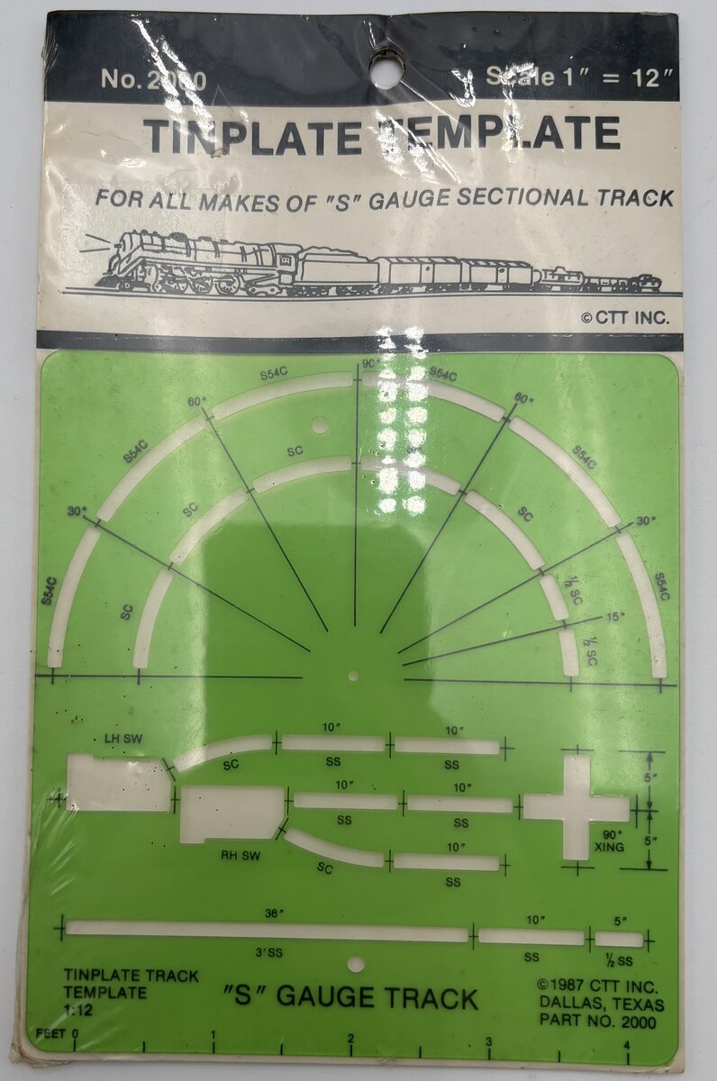 CTT 2000 S Gauge Track Tinplate Template