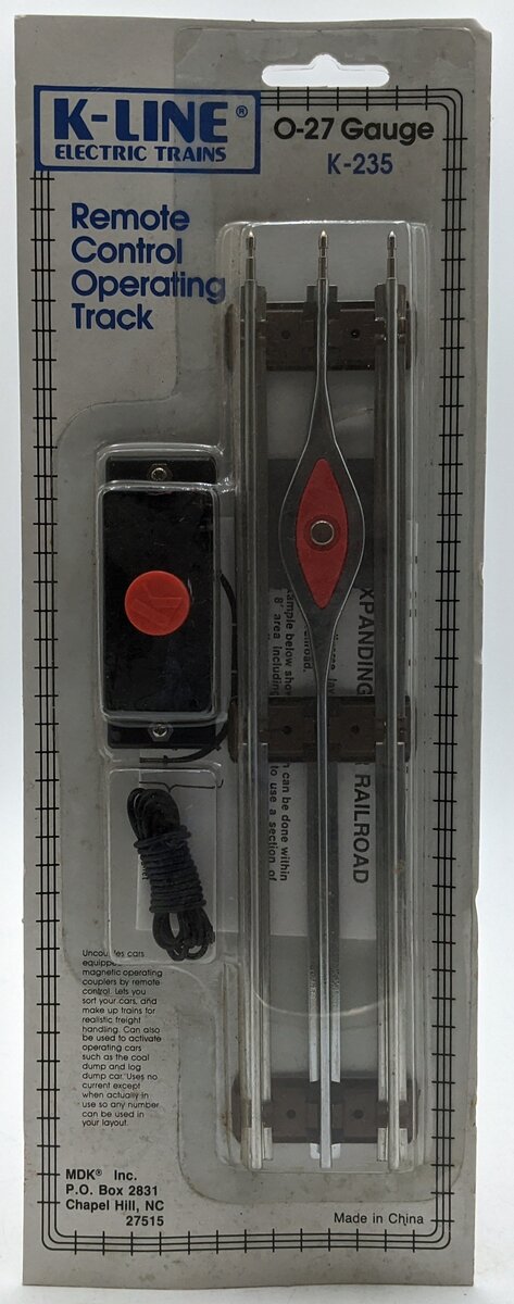 K-Line K-235 O-27 Gauge 9-1/2" Remote Control Operating Uncoupler Track