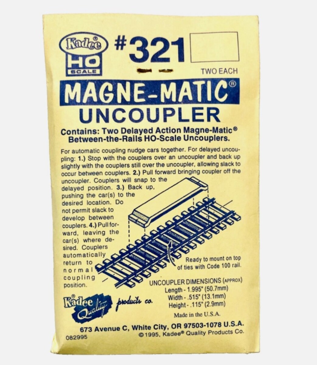 Kadee 321 HO Scale Code 100 Permanent Magnet Between the Rails Delayed Uncoupler
