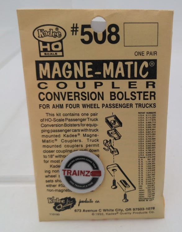 Kadee 508 HO Scale Coupler Conversion Bolster For AHM 4-Wheel Trucks (Pair of 2)