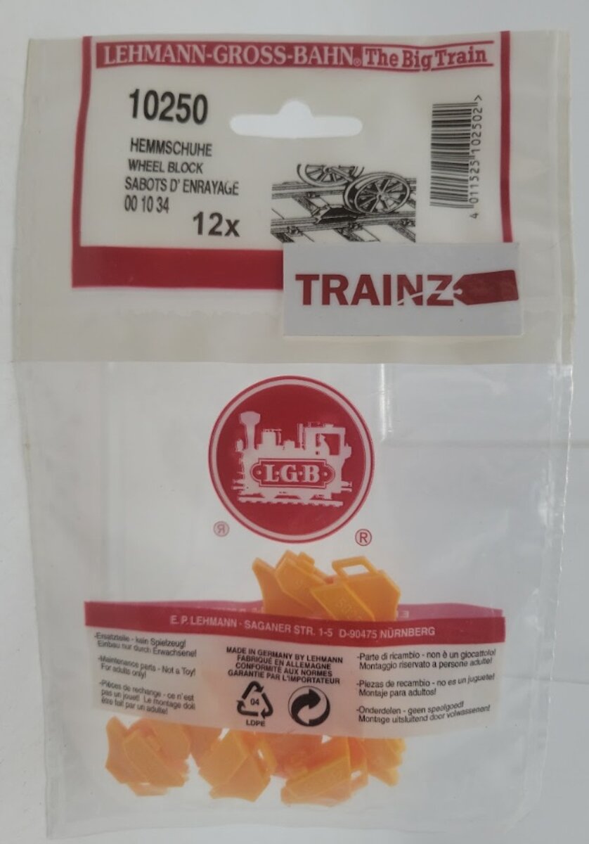 LGB 10250 G Scale Yellow Track Wheel Stop Block (Pack of 12)