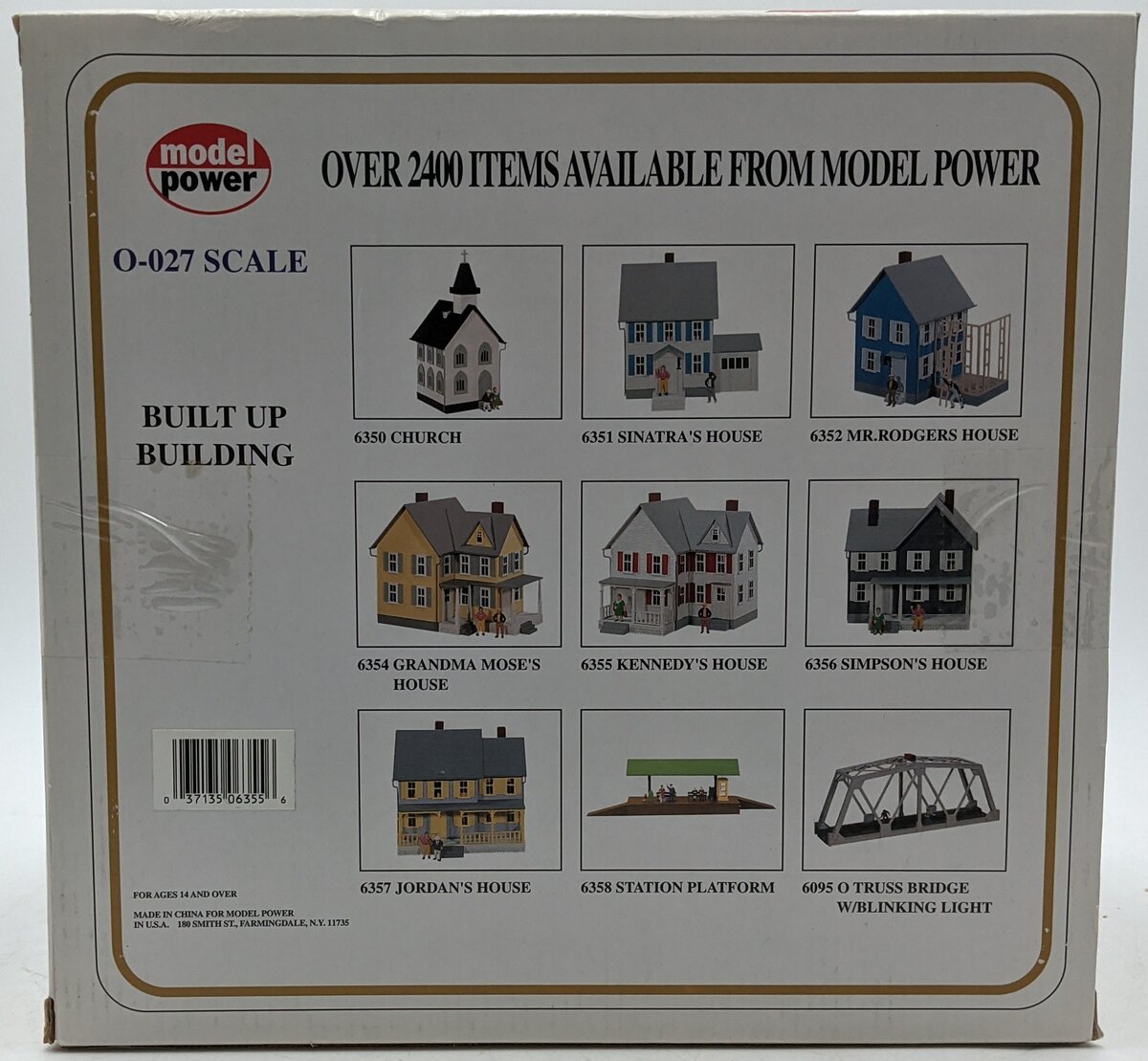 Model Power 6355 O / 0-27 Built-Up Kennedy's House Lighted W/2 Painted Figures