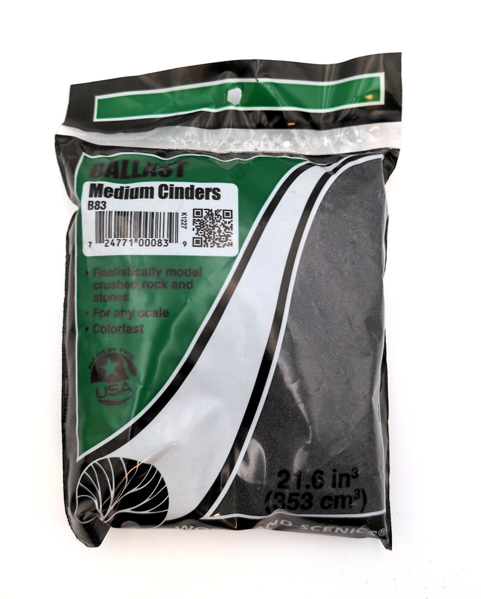 Woodland Scenics B83 Cinders Medium Ballast 7Oz. Bag
