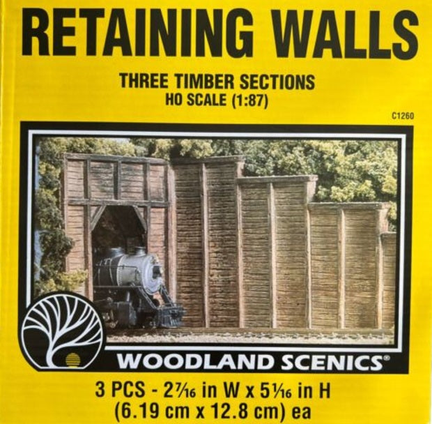 Woodland Scenics C1260 HO Scale Timber Retaining Walls (Pack of 3)