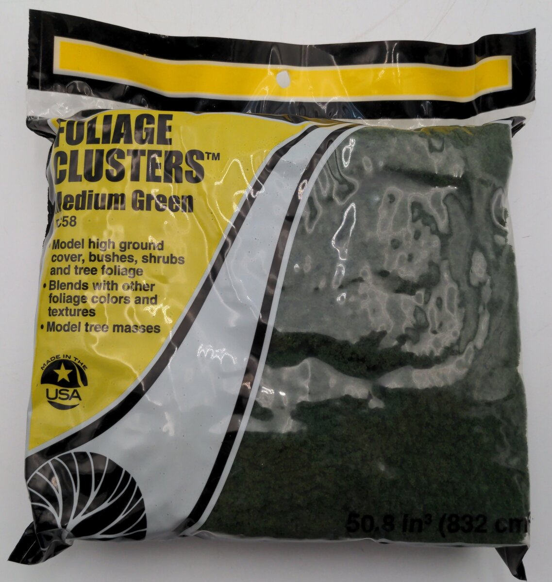 Woodland Scenics FC58 Medium Green Foliage Clusters 45 Cu. In. Bag
