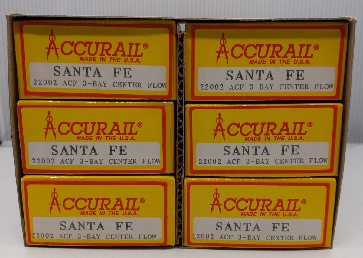 Accurail 22002 HO Santa Fe ACF 3-Bay Center Flow Hoppers (Pack of 6)