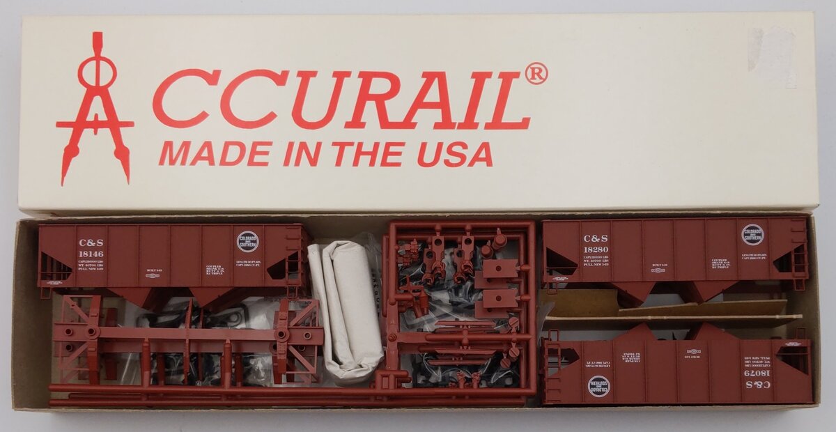 Accurail 2464 HO Scale Colorado and Southern 55-Ton USRA Hopper Kit (Set of 3)