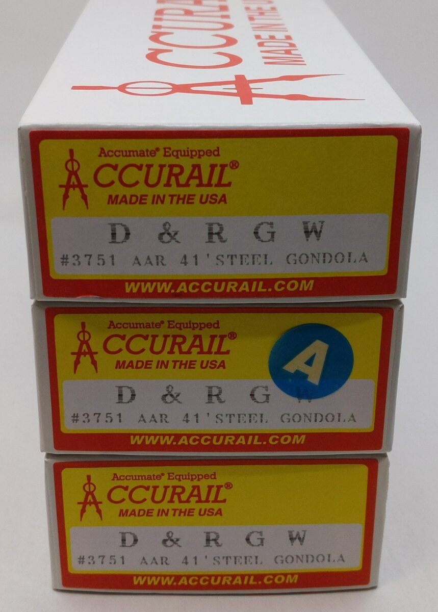 Accurail 3751 HO 41' AAR Steel Gondola DRGW Kits 3/pk