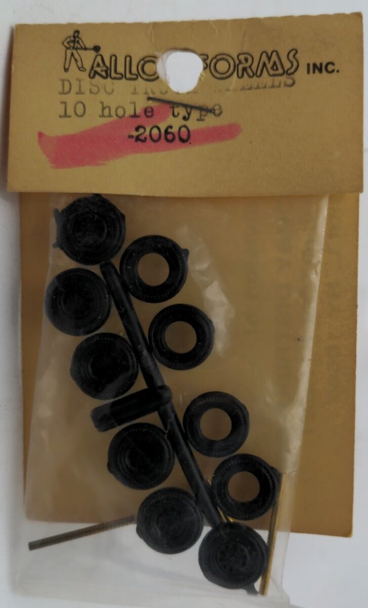 Alloy Forms 2060 HO Scale Black Plastic Disc Truck Wheels 10 Hole Type