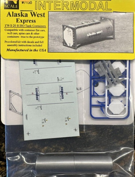 American Limited Models 7130 N Scale Alaska West 20 Ft ISO Tank Containers Kit