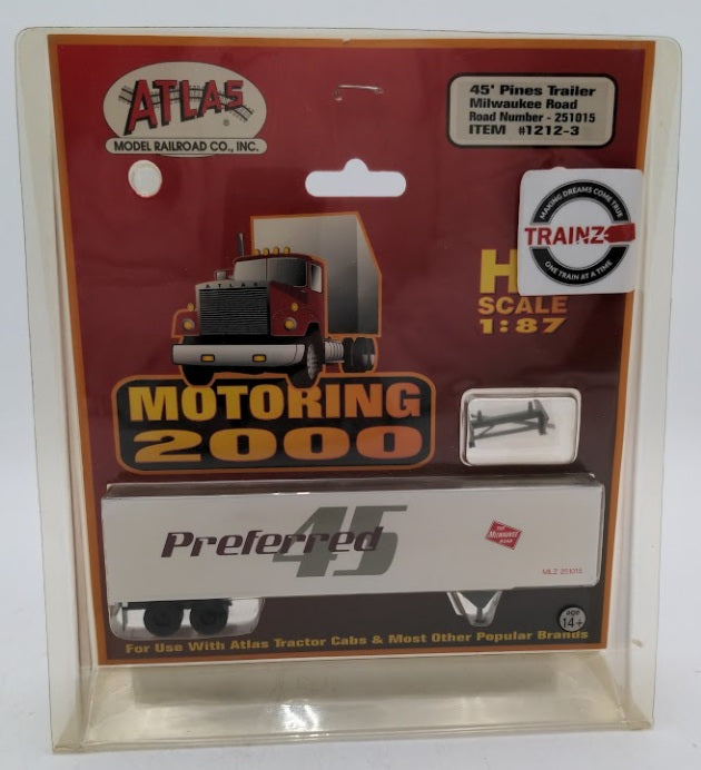 Atlas 1212-3 HO Motoring 2000 Milwaukee Rd. 45' Pines Trailer # 251015