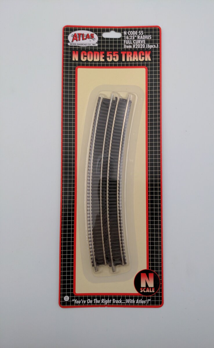 Atlas 2020 N Code 55 Nickel Silver 16-1/4" Radius Full Curved Track (Pack of 6)