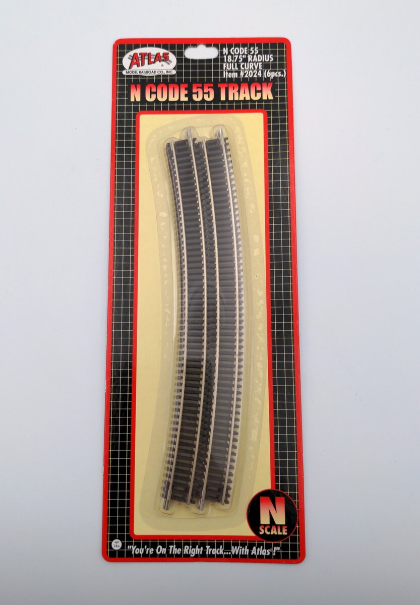 Atlas 2024 N Code 55 Nickel Silver 18.75" Radius Full Curved Track (Pack of 6)
