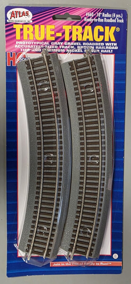 Atlas 0460 HO Code 83 Nickel Silver 18" Radius Curved True-Track (12)