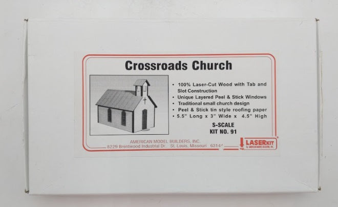 American Model Builders 91 S Scale Laser Art Crossroads Church Building Kit