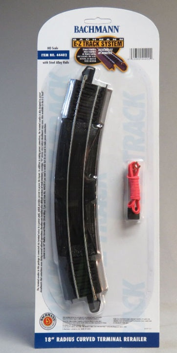 Bachmann 44402 HO Steel 18" Radius Curved E-Z Track Terminal Rerailer w/Wire