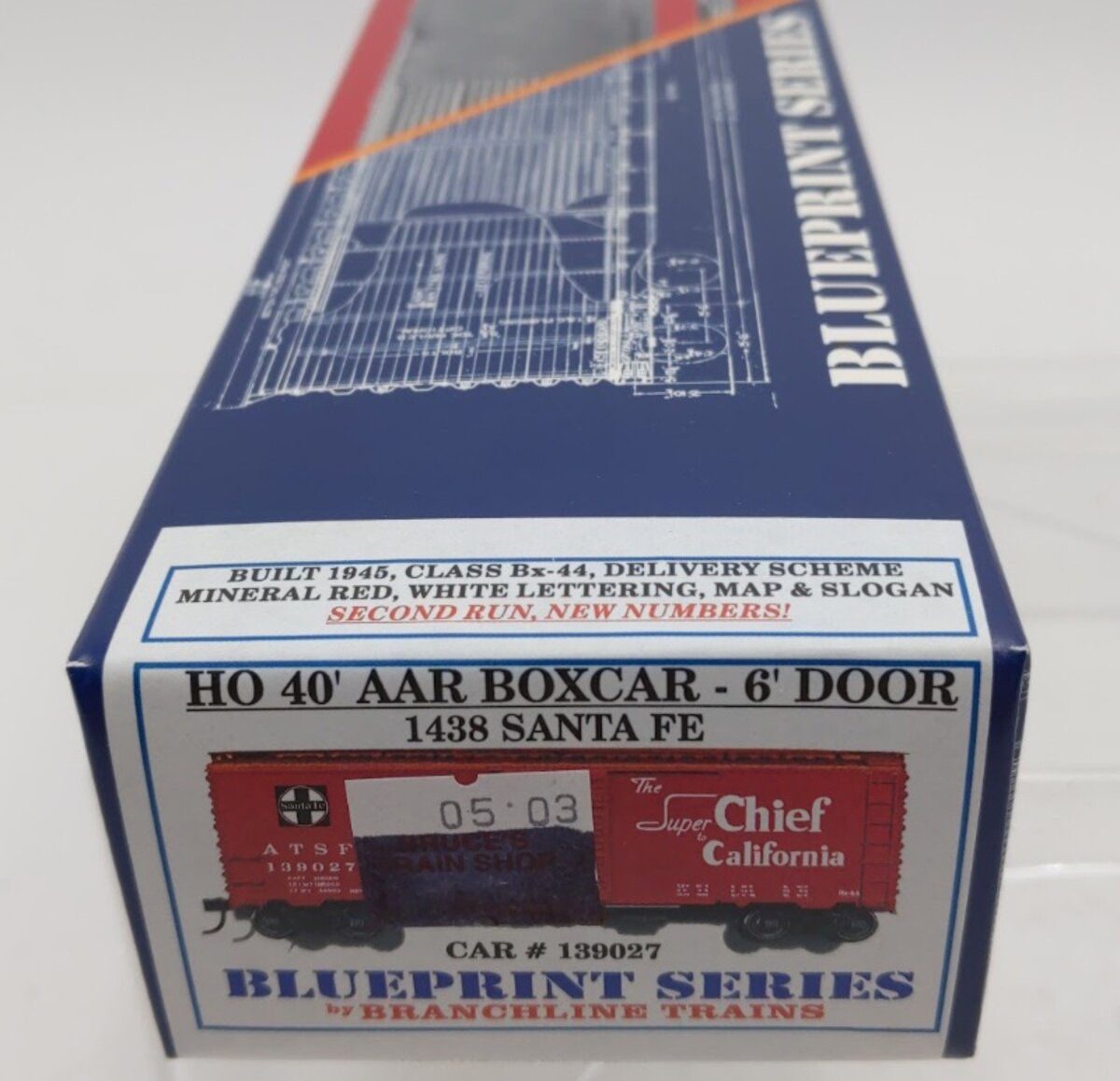 Branchline 1438 HO Blueprint Series ATSF 40' AAR Boxcar 6' Door # 139027 Kit