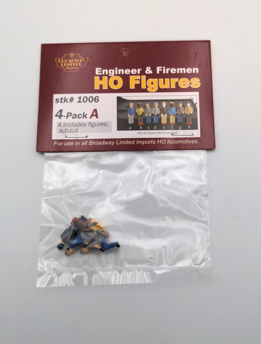 Broadway Limited 1006 HO Engineer & Fireman Figure Style A, B, C, D (Set of 4)